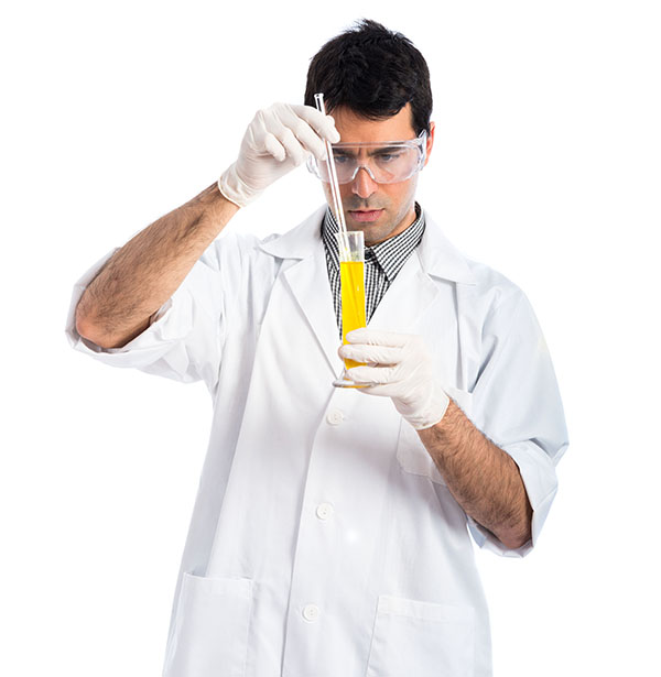 Scientist analyzing a test-tube